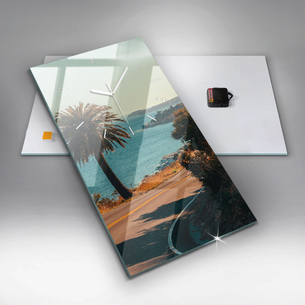 Reloj de cristal vertical Palmeras en Malibú - espejomat.es