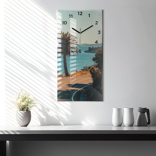Reloj de cristal vertical Palmeras en Malibú - espejomat.es