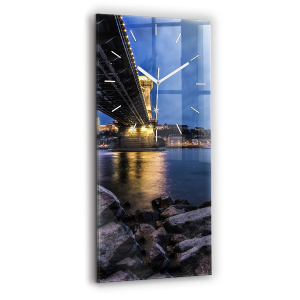 Reloj de cristal vertical Costa rocosa bajo el puente - espejomat.es