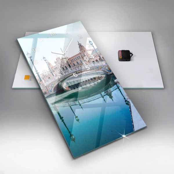 Reloj de vidrio vertical Plaza de España en Sevilla - espejomat.es