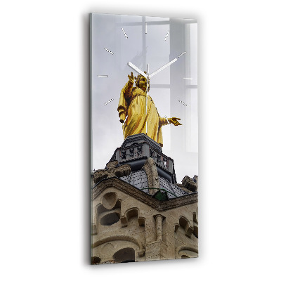 Reloj de cristal vertical Estatua de Nuestra Señora en Lyon - espejomat.es