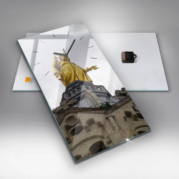 Reloj de cristal vertical Estatua de Nuestra Señora en Lyon - espejomat.es