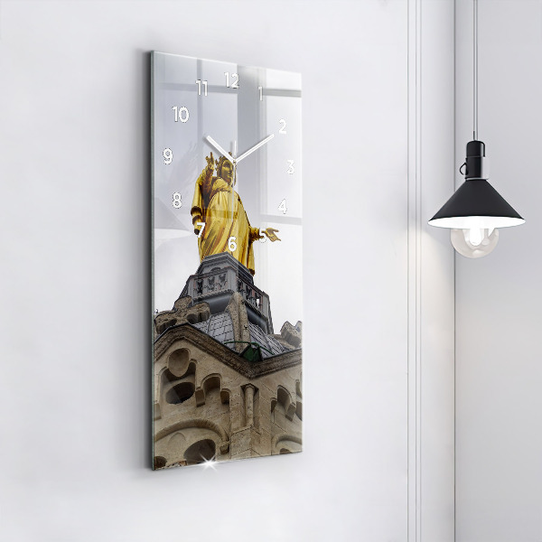 Reloj de cristal vertical Estatua de Nuestra Señora en Lyon - espejomat.es
