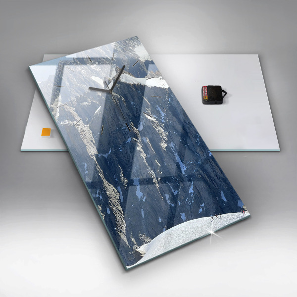 Reloj de vidrio vertical Los Alpes en invierno - espejomat.es