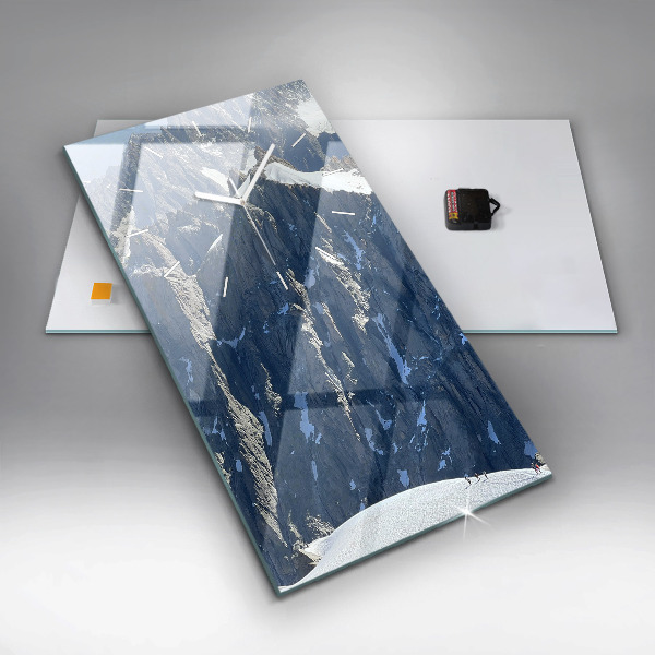 Reloj de vidrio vertical Los Alpes en invierno - espejomat.es