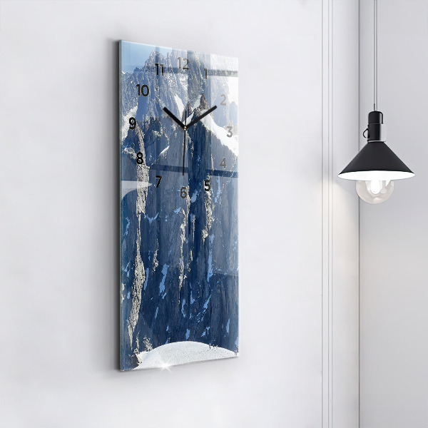 Reloj de vidrio vertical Los Alpes en invierno - espejomat.es