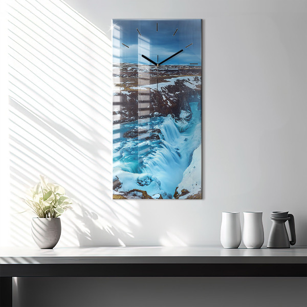 Reloj de vidrio vertical Cascada de Gullfoss en Islandia - espejomat.es