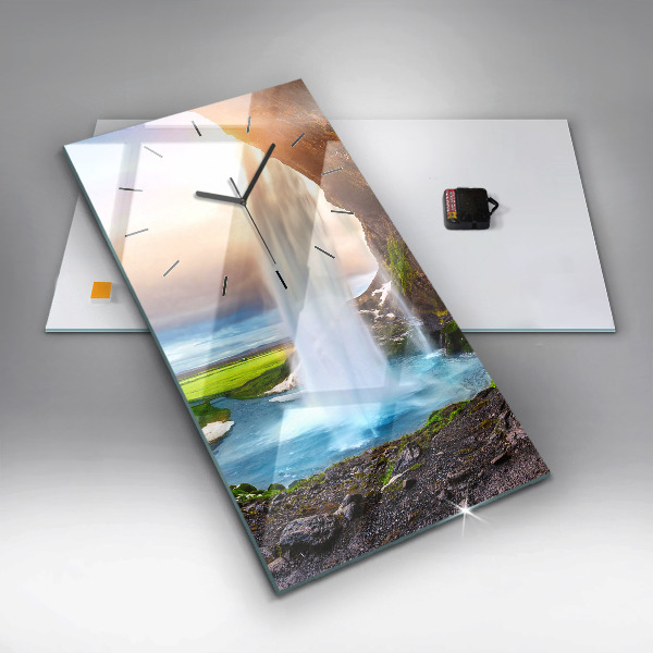 Reloj de vidrio vertical Cascada en Islandia - espejomat.es