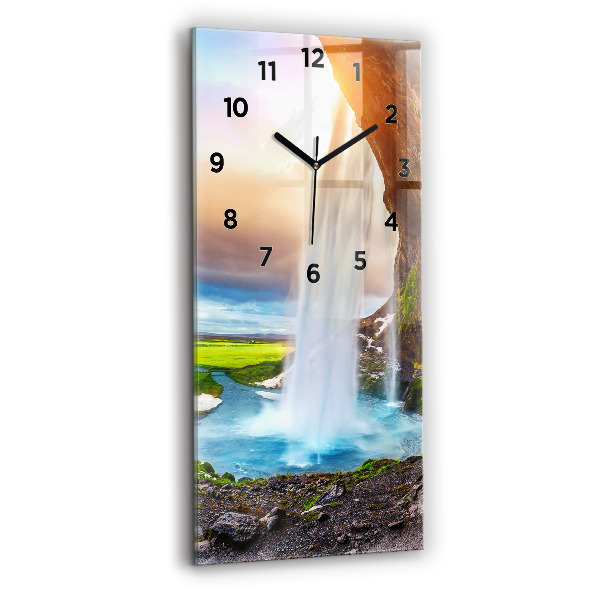 Reloj de vidrio vertical Cascada en Islandia - espejomat.es