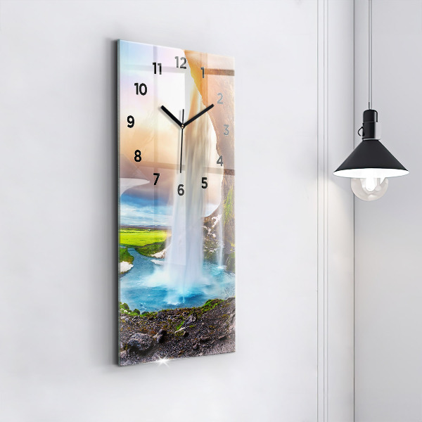 Reloj de vidrio vertical Cascada en Islandia - espejomat.es