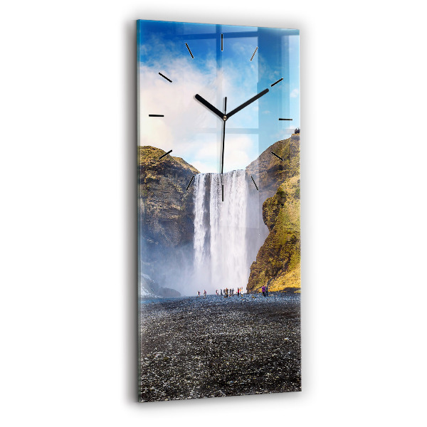 Reloj de cristal vertical Cascada en Islandia - espejomat.es