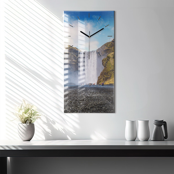 Reloj de cristal vertical Cascada en Islandia - espejomat.es