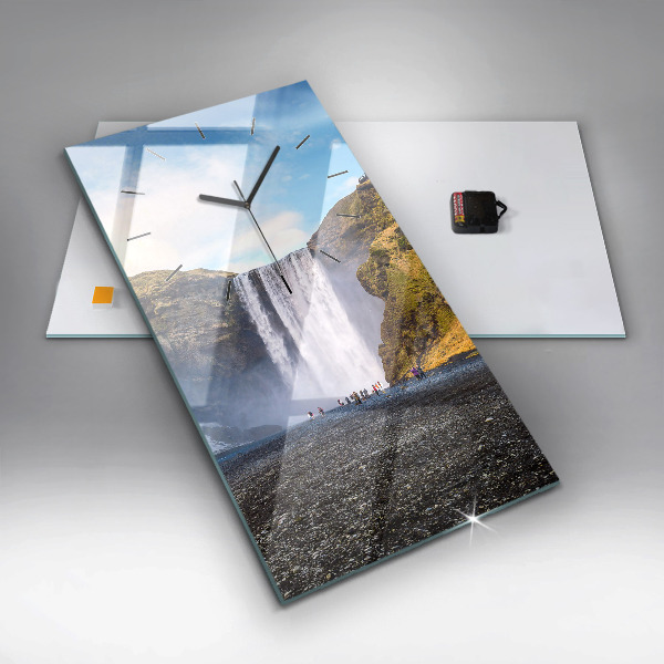 Reloj de cristal vertical Cascada en Islandia - espejomat.es