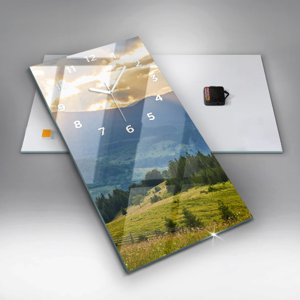Reloj de cristal vertical Paisaje con bosques - espejomat.es