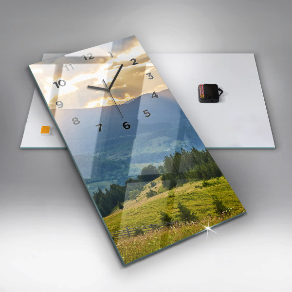 Reloj de cristal vertical Paisaje con bosques - espejomat.es