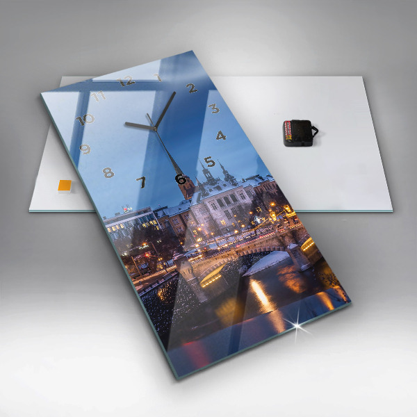 Reloj de vidrio vertical Panorama de Pilsen - espejomat.es