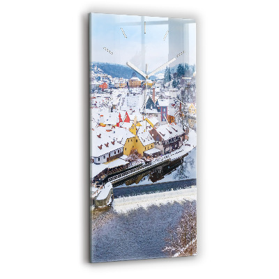 Reloj vertical Panorama de una ciudad en invierno - espejomat.es