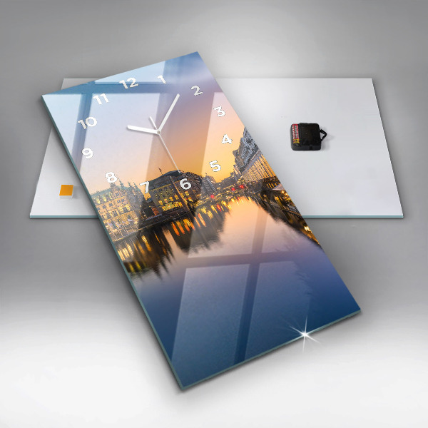 Reloj de vidrio vertical Ayuntamiento de Hamburgo - espejomat.es