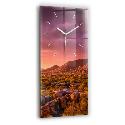 Reloj de cristal vertical Puesta de sol en el norte de Scottsdale - espejomat.es