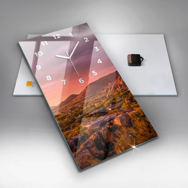 Reloj de cristal vertical Puesta de sol en el norte de Scottsdale - espejomat.es