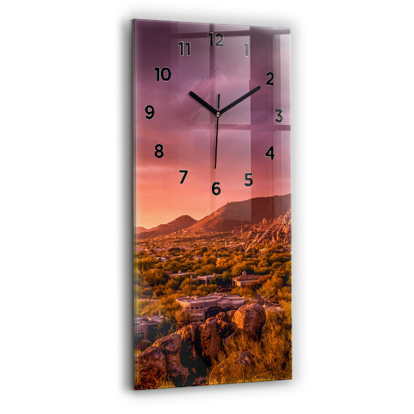 Reloj de cristal vertical Puesta de sol en el norte de Scottsdale - espejomat.es