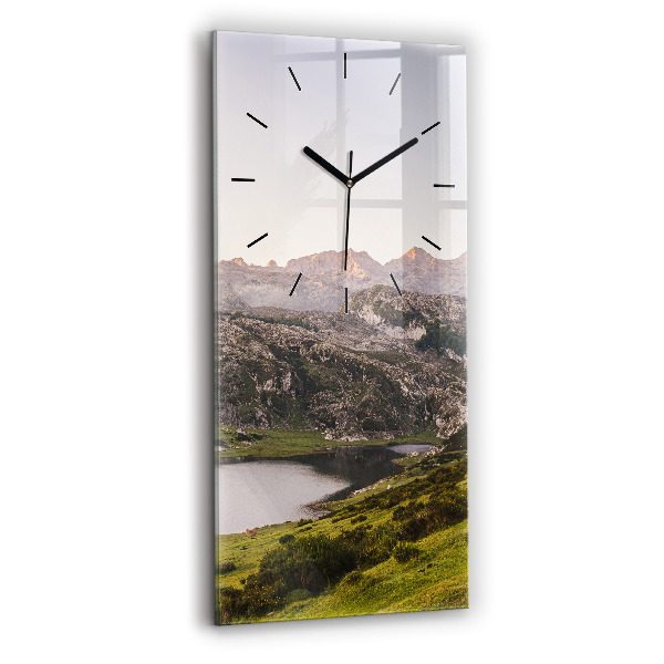 Reloj de cristal vertical Lago y montañas de los Pirineos - espejomat.es
