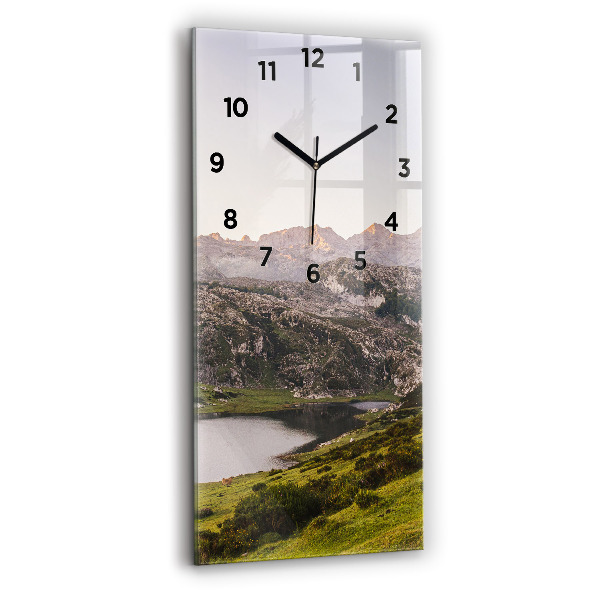 Reloj de cristal vertical Lago y montañas de los Pirineos - espejomat.es