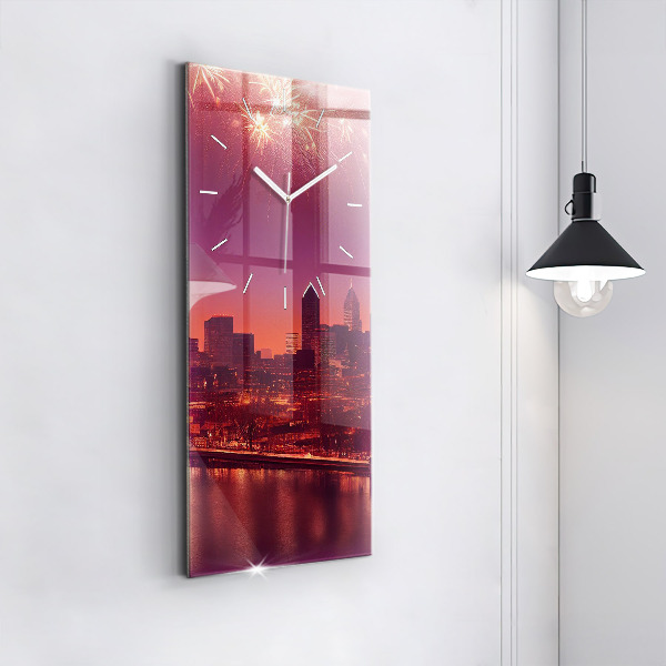 Reloj vertical Ciudad de noche en Filadelfia - espejomat.es