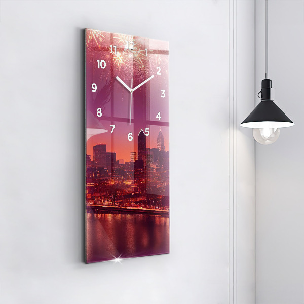 Reloj vertical Ciudad de noche en Filadelfia - espejomat.es
