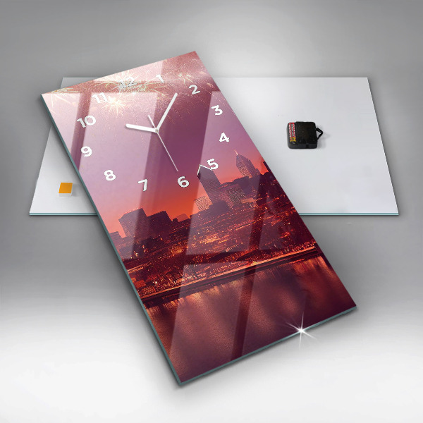 Reloj vertical Ciudad de noche en Filadelfia - espejomat.es