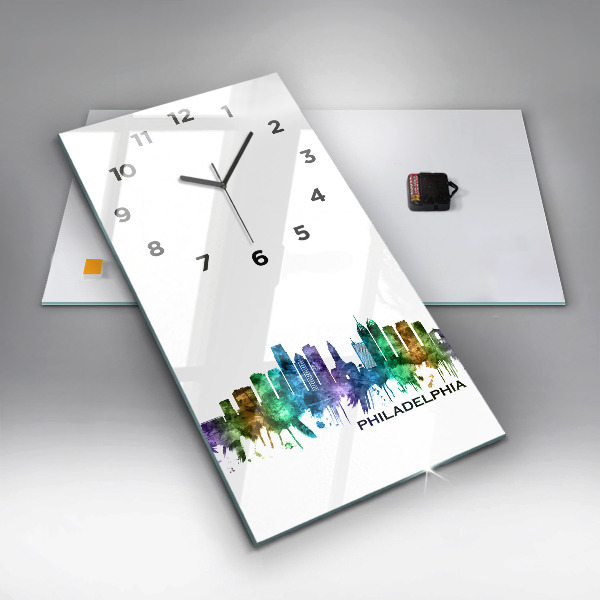 Reloj de cristal vertical Filadelfia colorida - espejomat.es