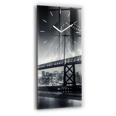 Reloj de vidrio vertical Puente de noche San Francisco - espejomat.es