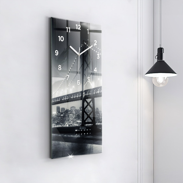 Reloj de vidrio vertical Puente de noche San Francisco - espejomat.es