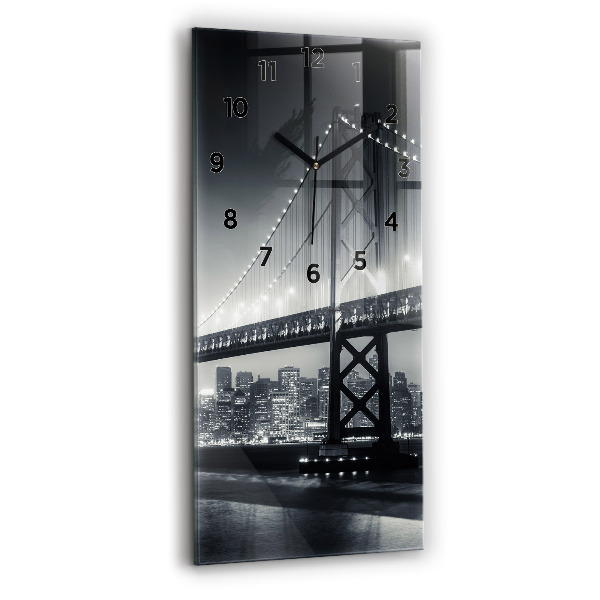 Reloj de vidrio vertical Puente de noche San Francisco - espejomat.es