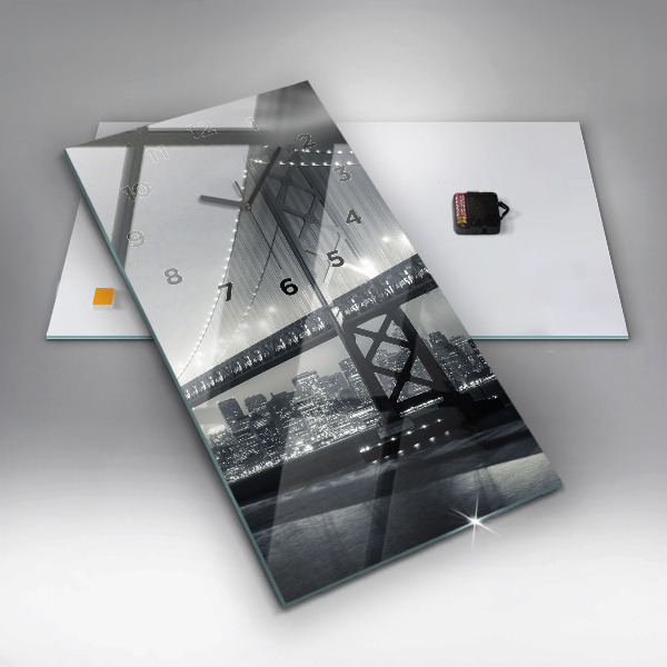 Reloj de vidrio vertical Puente de noche San Francisco - espejomat.es