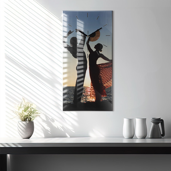 Reloj de vidrio vertical Baile español en el mar - espejomat.es