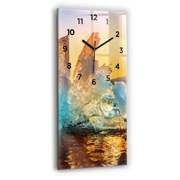 Reloj de cristal vertical Iceberg y amanecer - espejomat.es