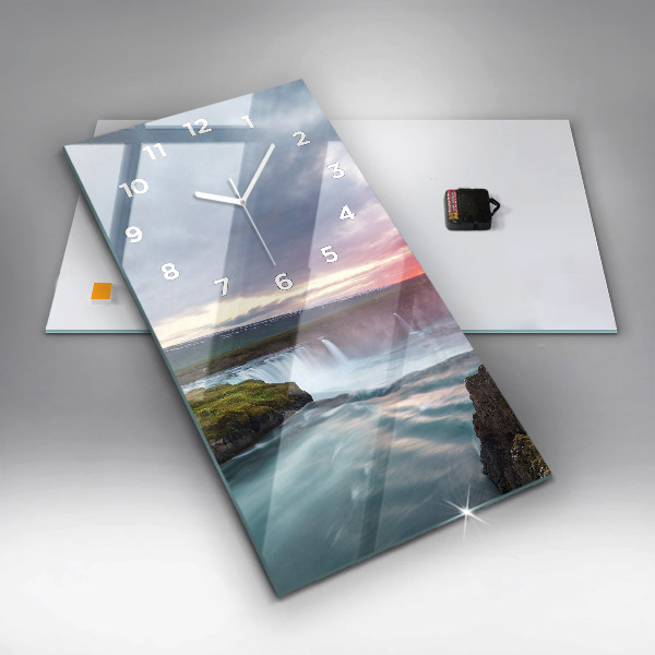 Reloj de vidrio vertical Paisaje con cascada - espejomat.es