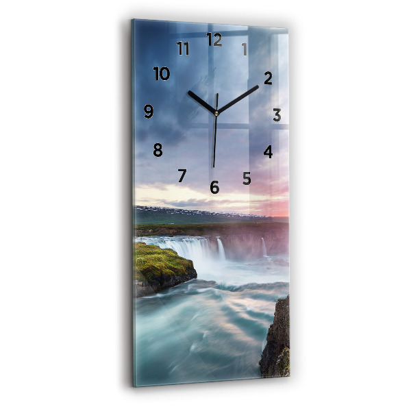 Reloj de vidrio vertical Paisaje con cascada - espejomat.es
