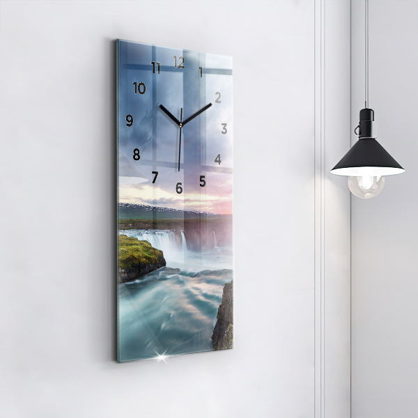 Reloj de vidrio vertical Paisaje con cascada - espejomat.es