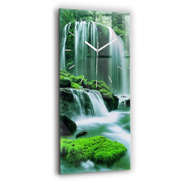 Reloj de vidrio vertical Cascada entre musgo - espejomat.es