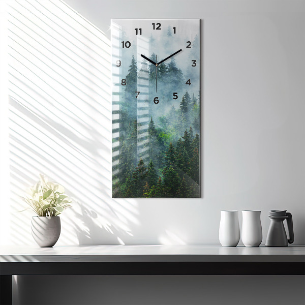 Reloj de vidrio vertical Bosque brumoso - espejomat.es