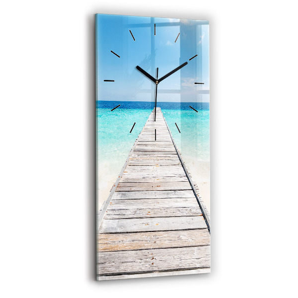 Reloj de vidrio vertical Isla tropical - espejomat.es