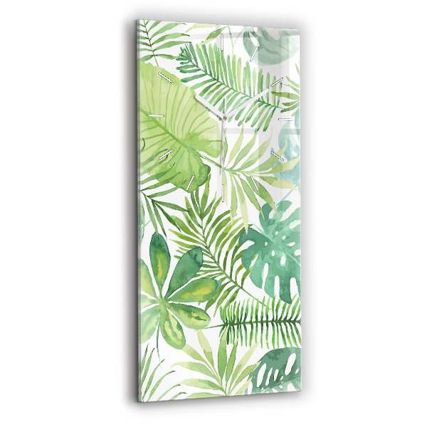 Reloj de cristal vertical Hojas verdes - espejomat.es