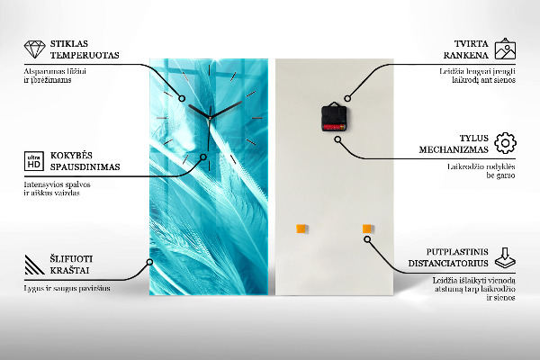 Reloj de cristal vertical Hojas verdes - espejomat.es