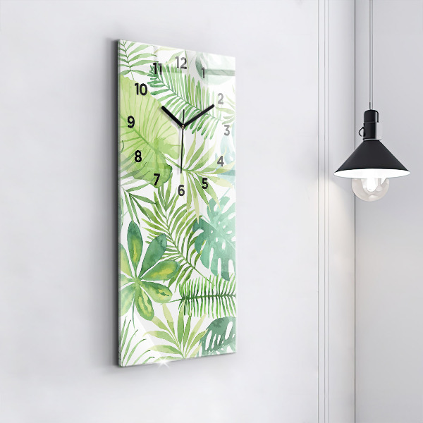 Reloj de cristal vertical Hojas verdes - espejomat.es