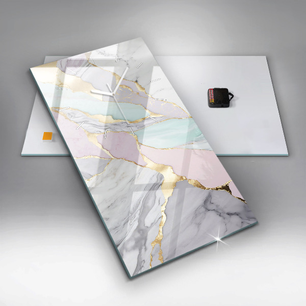 Reloj de vidrio vertical Patrón de mármol - espejomat.es