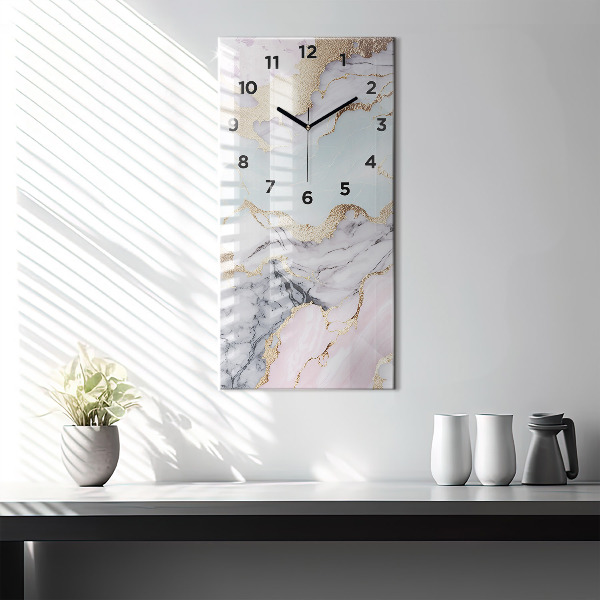 Reloj de cristal vertical Mármol pastel - espejomat.es