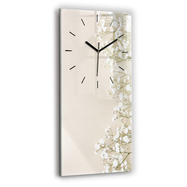 Reloj de cristal vertical Flores de gypsophila - espejomat.es