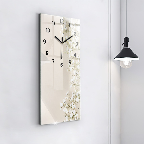 Reloj de cristal vertical Flores de gypsophila - espejomat.es
